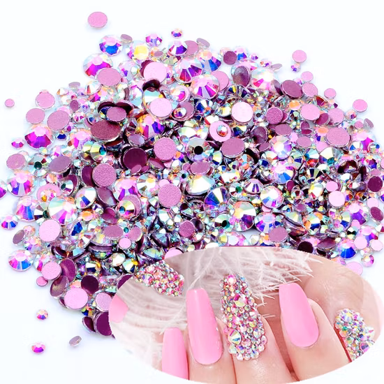 Strass en verre à dos plat, vente en gros, Base en or Rose Ss20, Strass transparents Non correcteurs pour Nail Art, décoration des ongles