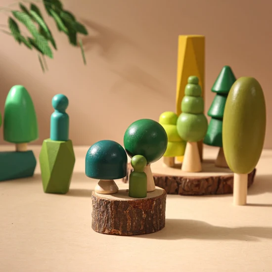 Jouets d'arbre miniatures en bois, blocs de pierre empilables, jouets éducatifs créatifs