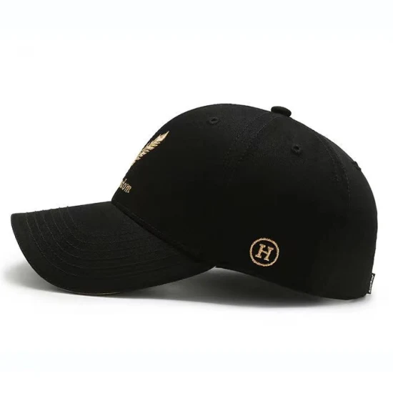 Personnalisez les casquettes de baseball de golf de sport noires en gros à faible MOQ avec logo brodé